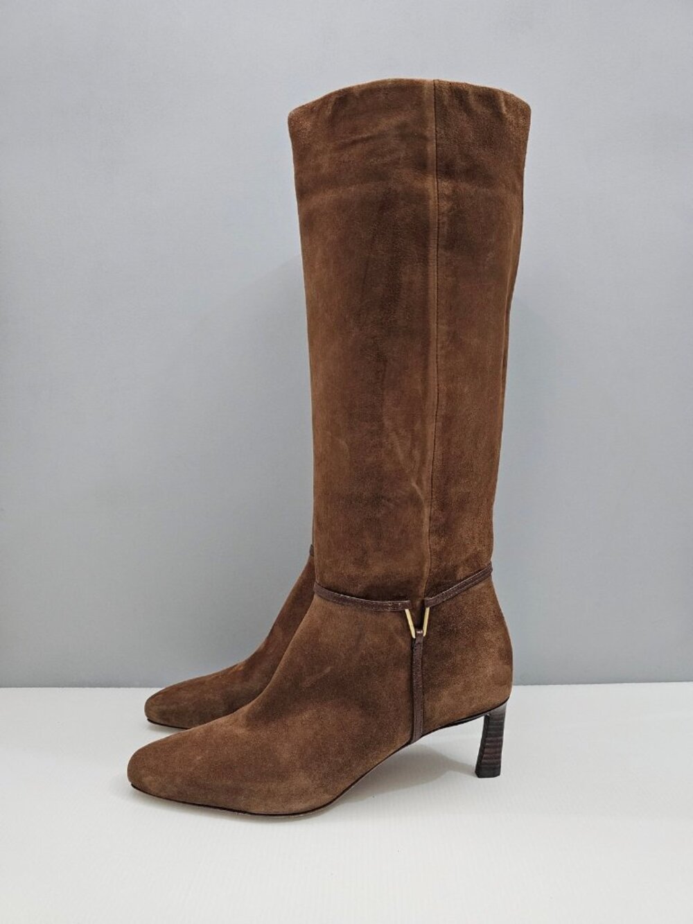 Veronica Beard Kenzie Knee High Boots Womens 10 Brown Suede Pointed Toe Heel